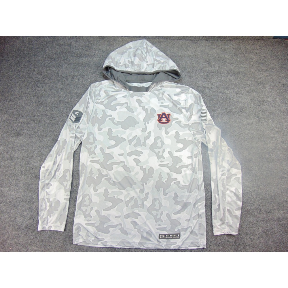Auburn Tigers Hoodie Mens Large Colosseum White Gray Camo Performance Shirt - Picture 2 of 8